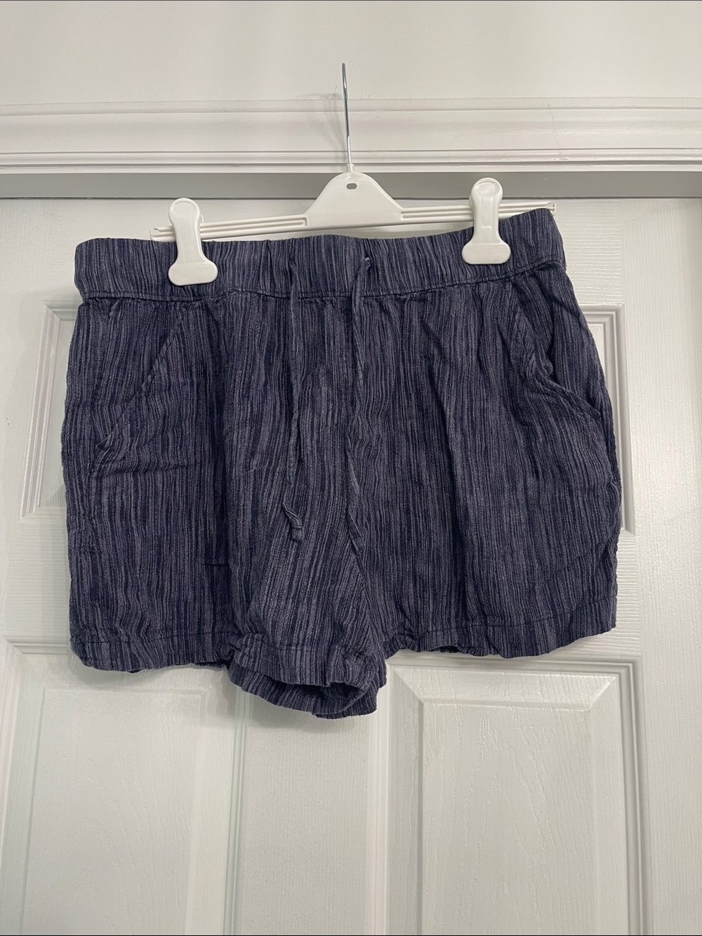 Casual Navy Blue Women's Elastic Waist Shorts